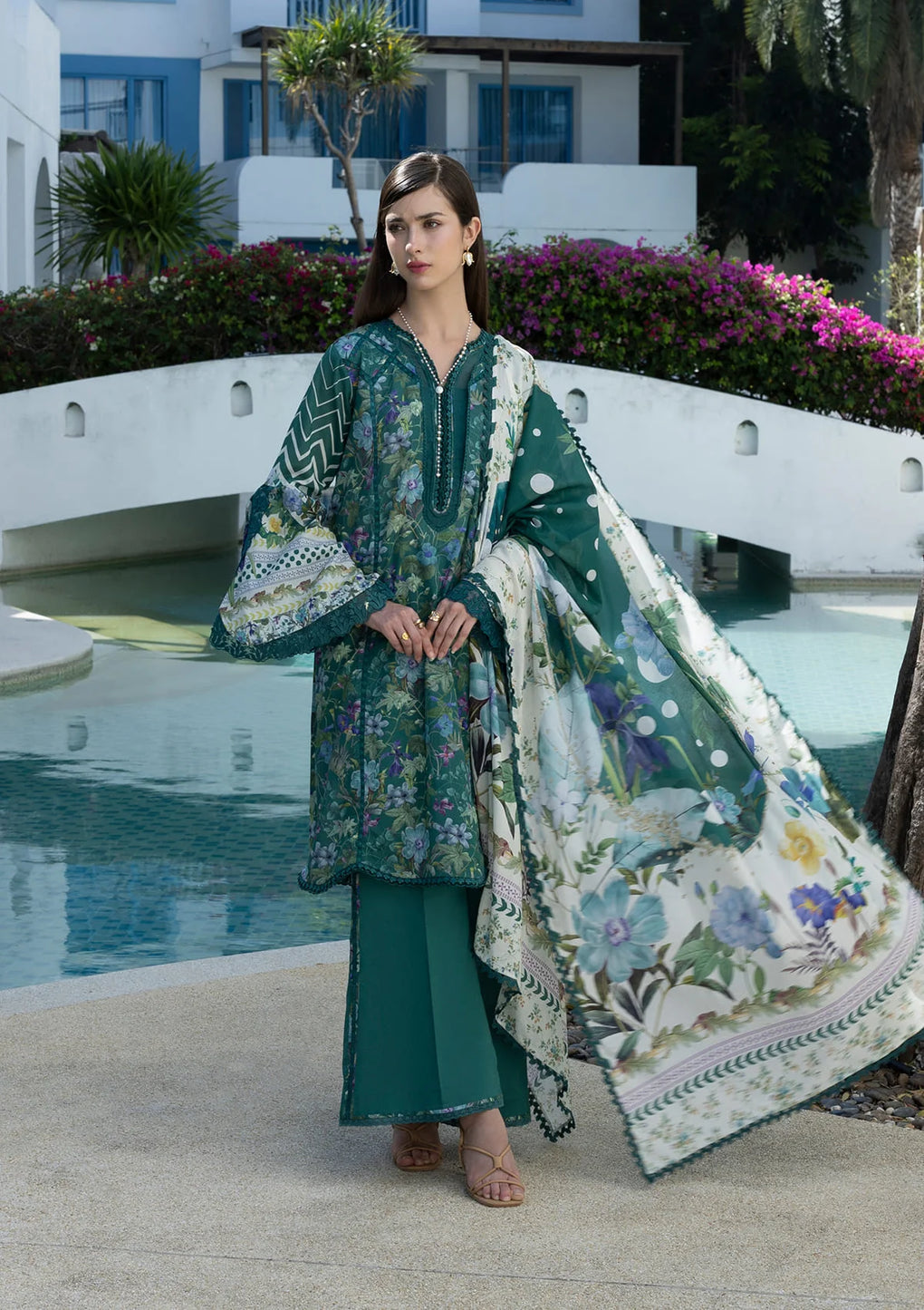 3-PC Unstitched Digital Printed Lawn Santorini By Elaf Premium | EPN-9A