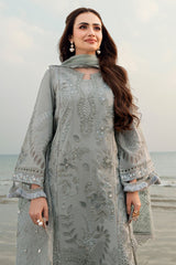 NE-145 | 3Pc Unstitched Suit Embroidered & Embellished Swiss Collection Khuwab By Nureh