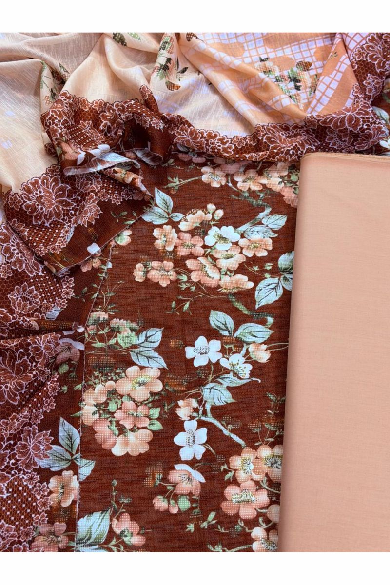 3-PC Unstitched Printed Lawn Karandi Collection