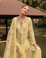 Unstitched 3-PC Embroidered Zinnia Luxury Lawn By Faiza Saqlain | Azalea