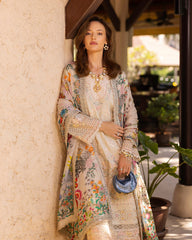 Unstitched 3-PC Embroidered Zinnia Luxury Lawn By Faiza Saqlain | Delilah