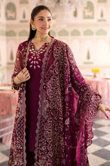 3Pc Suit – Embroidered Chiffon Unstitched with Applique Panels Nur By Nureh
