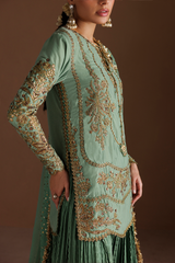 Embroidered Velvet & Organza 3pcs Suit By IZNIK