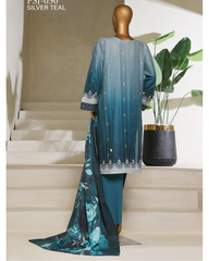 3-PC Stitched Embroidered Digital Printed lawn By Hztextiles | PSJ-030