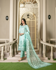 3-PC Unstitched Embroidered Lawn Khwaish By Tawakkal Fabrics | D-2621