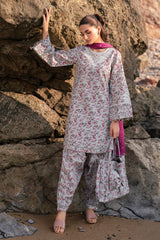 3-PC Unstitched Embroidered Dobby Lawn By Jazmin | 9150