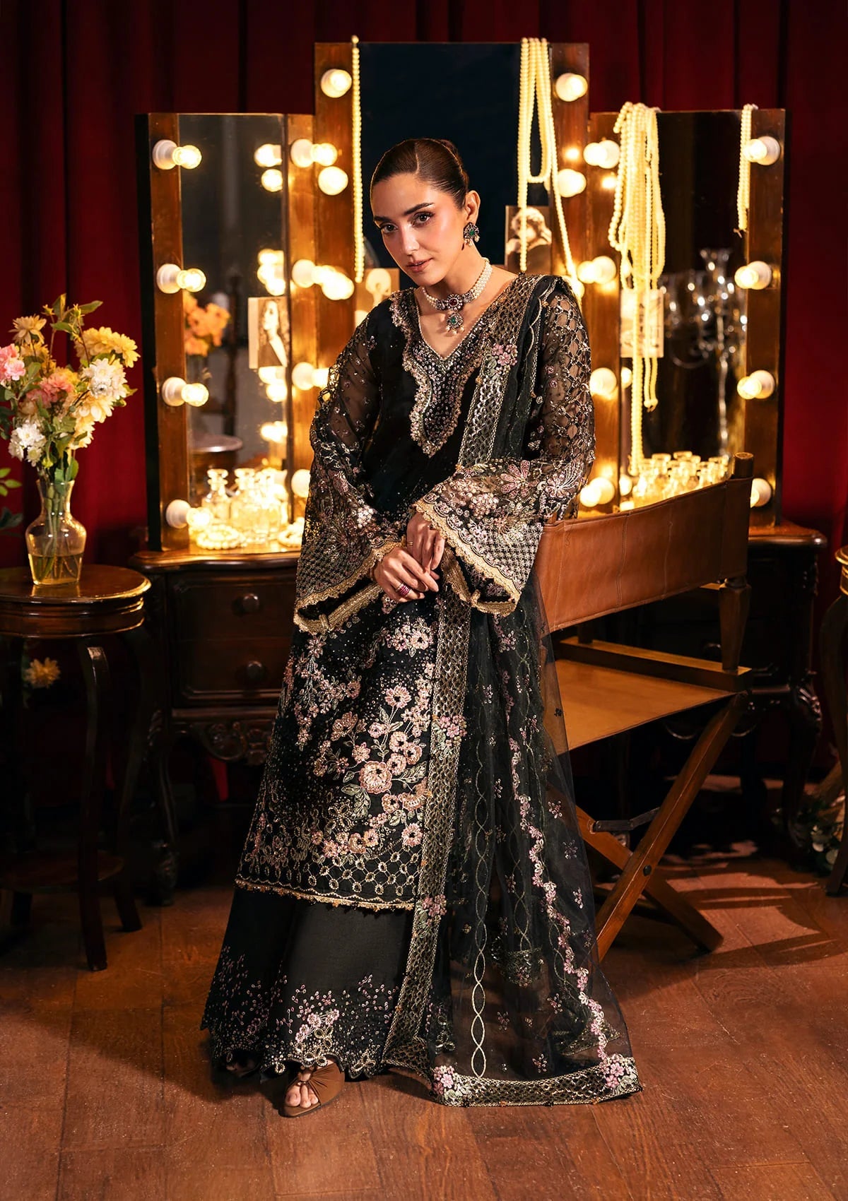 Formal Handwork Unstitched - 3 Piece Organza - Poly Net MASQUERADE By ELAF SERENADE