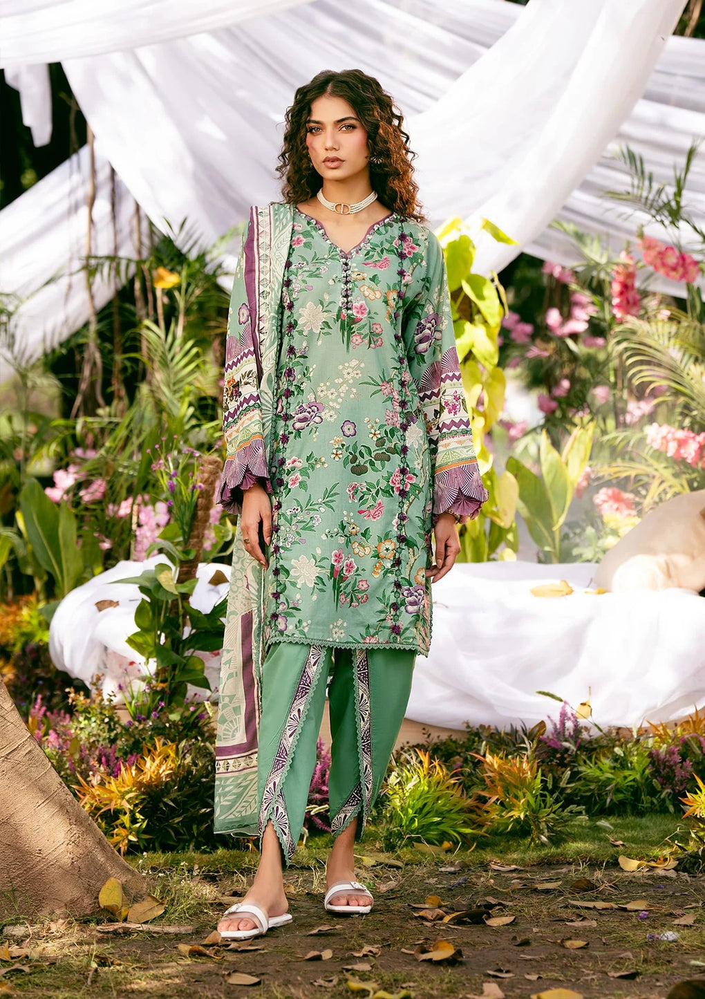 3-PC Unstitched Digital Printed Lawn By Elaf Premium | EPS-8A