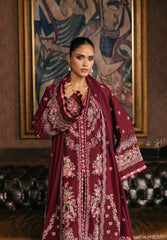 3-PC Unstitched Embroidered Karandi Luxury Winter Collection By Elaf Premium | EWK-4B CRIMSONELLE