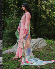 3-PC Unstitched Embroidered Lawn Silent Pine Tale By Afsanah | AL-110