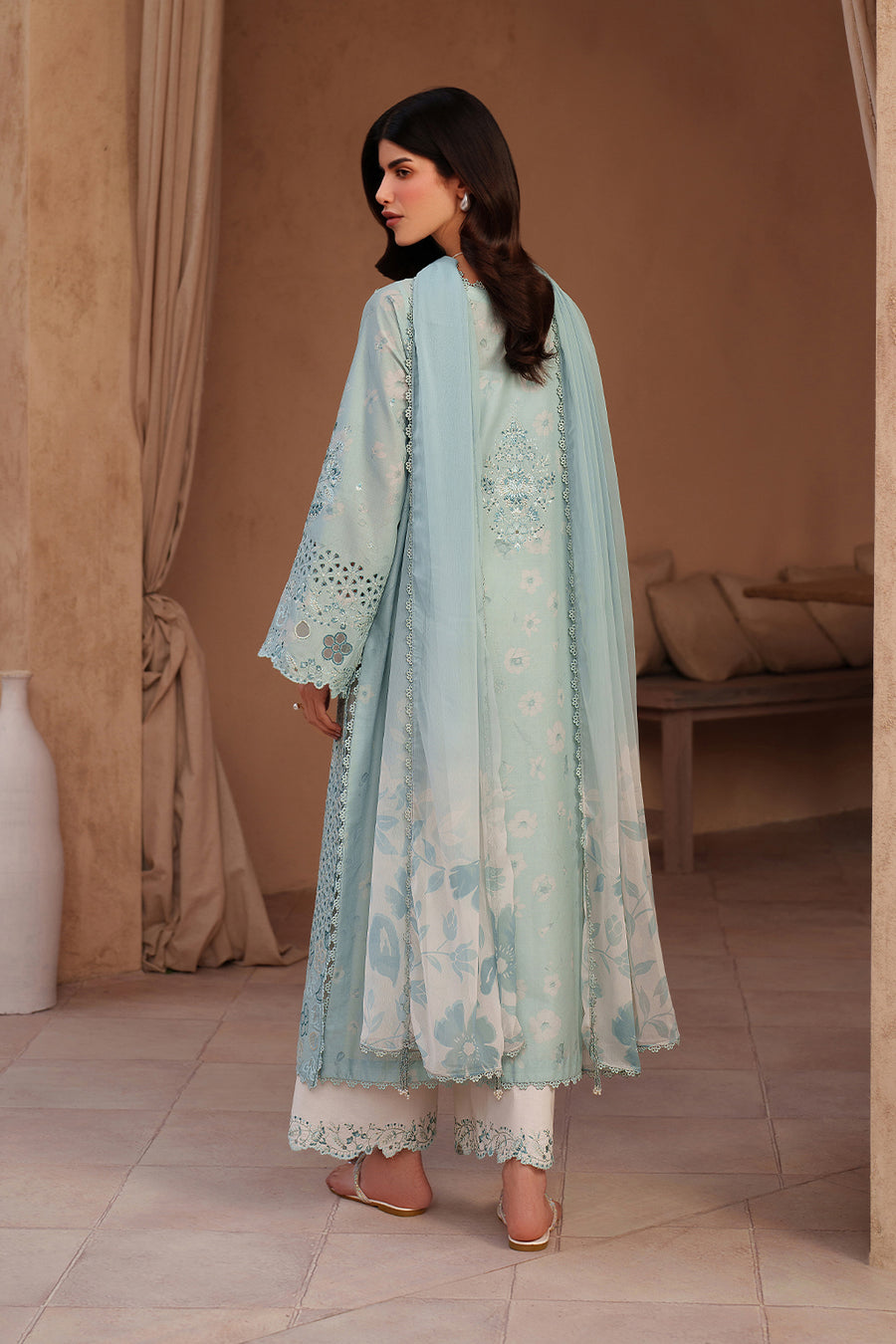 3-PC Unstitched Embroidered Textured EId Lawn By Iznik | EL-05