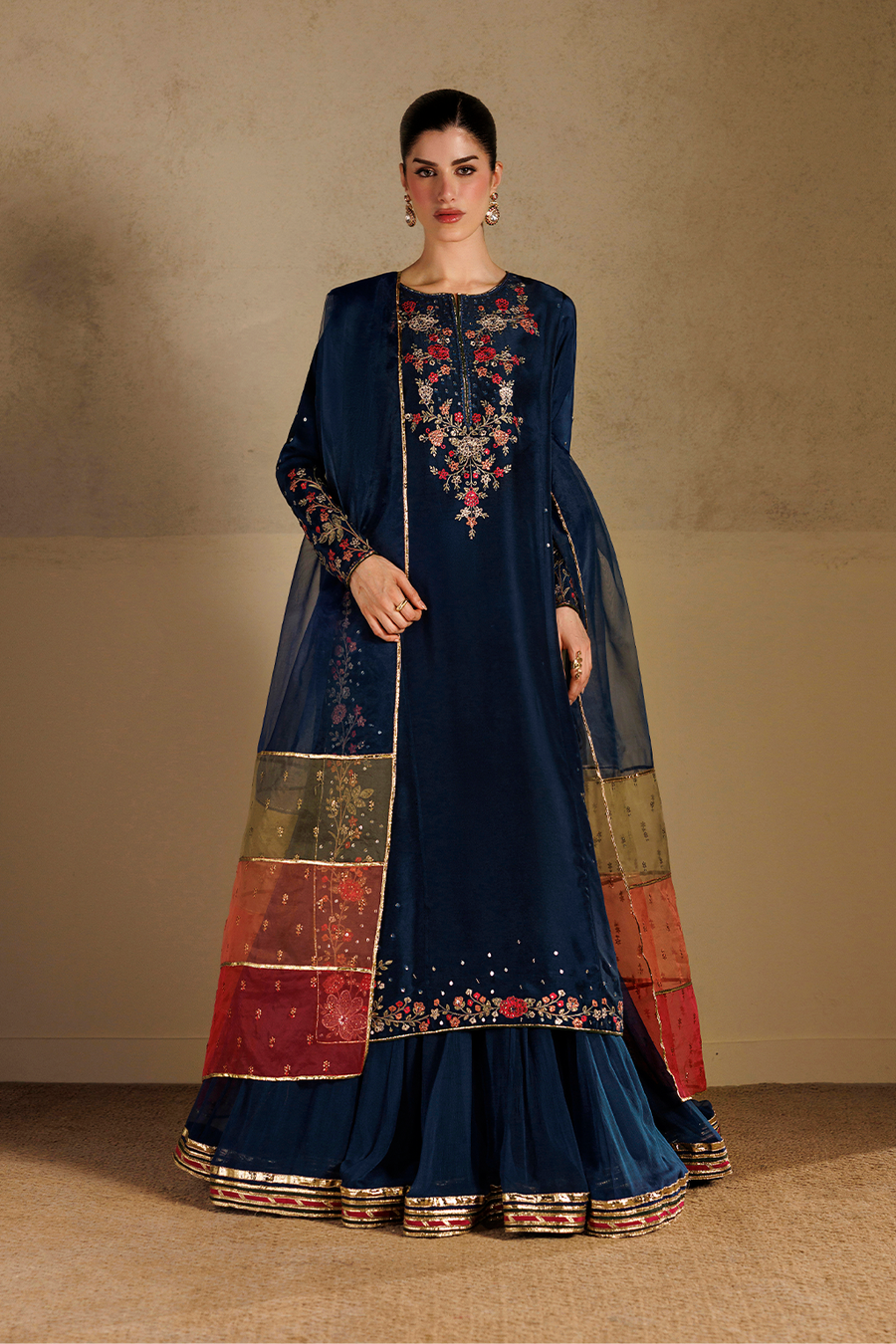 3Pc Lehenga Suit – Embroidered Ramen Silk Unstitched By Iznik