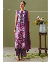 3-PC Unstitched Digital Prints Coco By Zara Shahjahan | Aero-6B