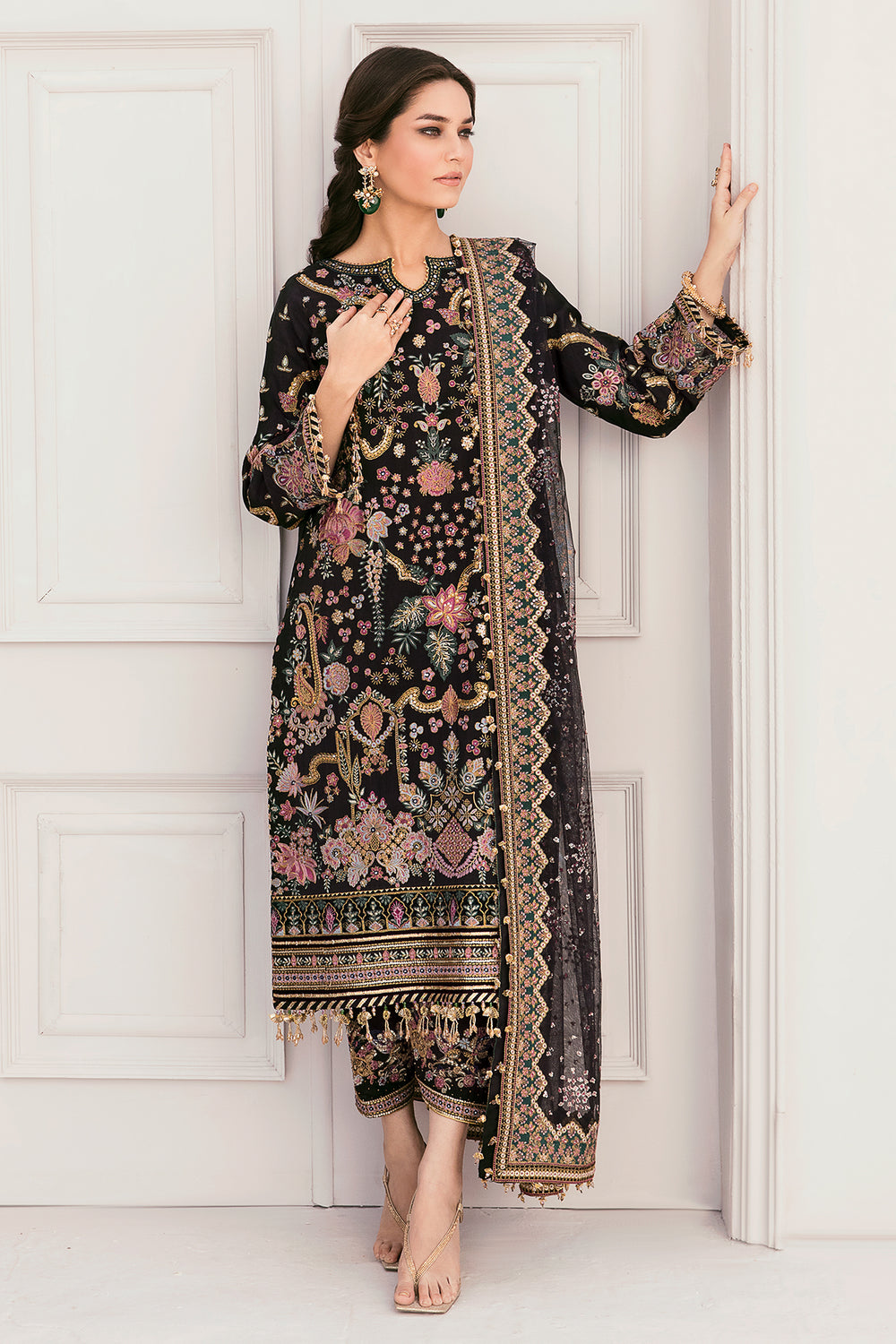 3-PC Unstitched Embroidered Chiffon By Baroque | CH11-04