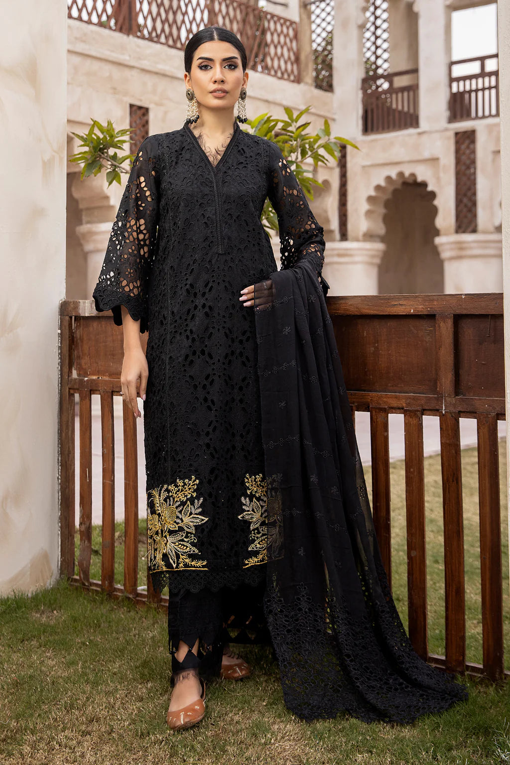 AZ-213 | 4PC Unstitched Suit Embroidered Chikankari Lawn Azal By Johra