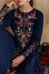3Pc Lehenga Suit – Embroidered Ramen Silk Unstitched By Iznik