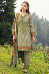 CCW4-08 | 3Pc Unstitched Suit Embroidered Shawl Combination V1 Fall Winter By Charizma