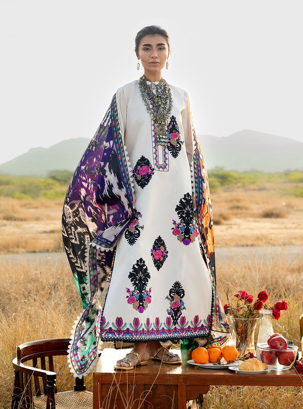 3-PC Unstitched Chikankari Jacquard By Zainab Chottani | Nivara
