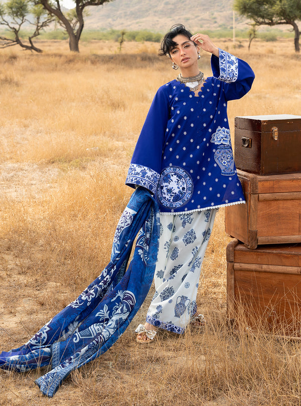 3-PC Unstitched Embroidered Jacquard Lawn By Zainab Chottani | Veyra 16