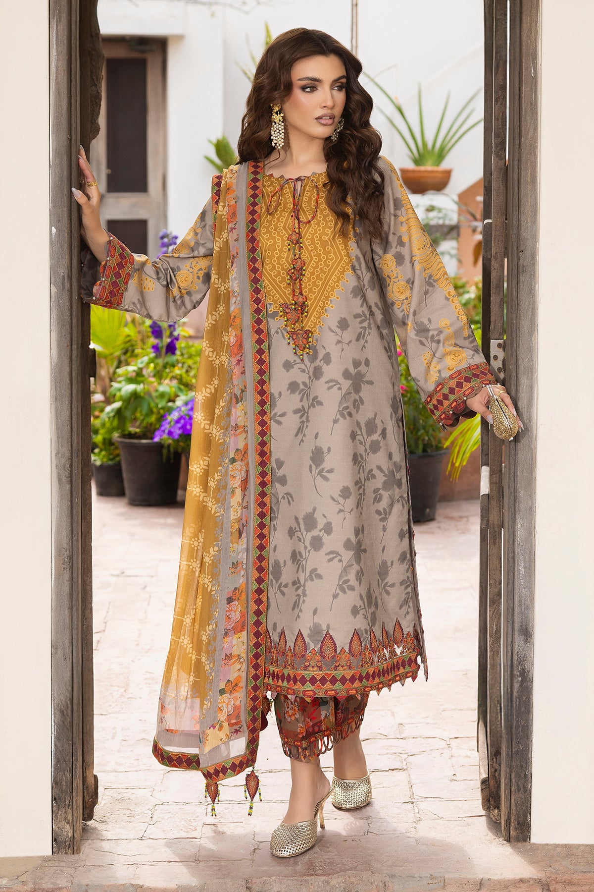 3-PC Unstitched Embroidered Lawn Andaaz By Charizma | CAD6-02