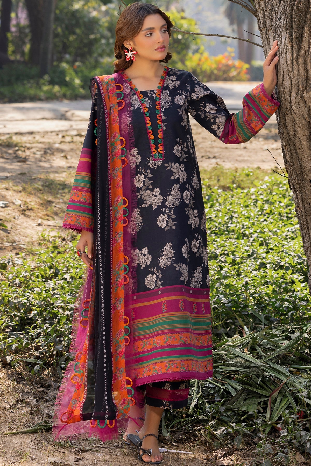 3-PC Unstitched Printed Lawn C-Prints By Charizma | CP5-14