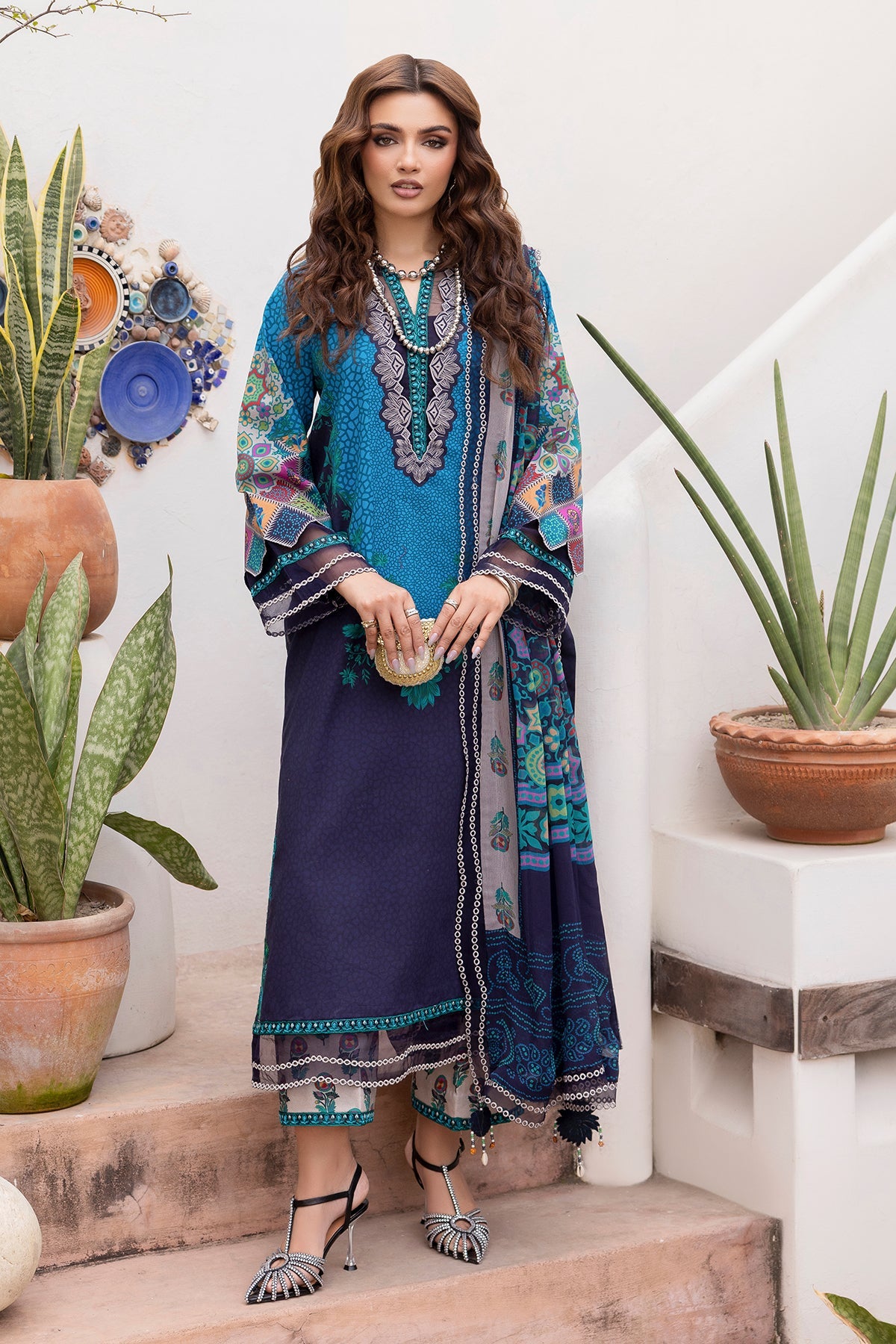 3-PC Unstitched Embroidered Lawn Andaaz By Charizma | CAD6-03