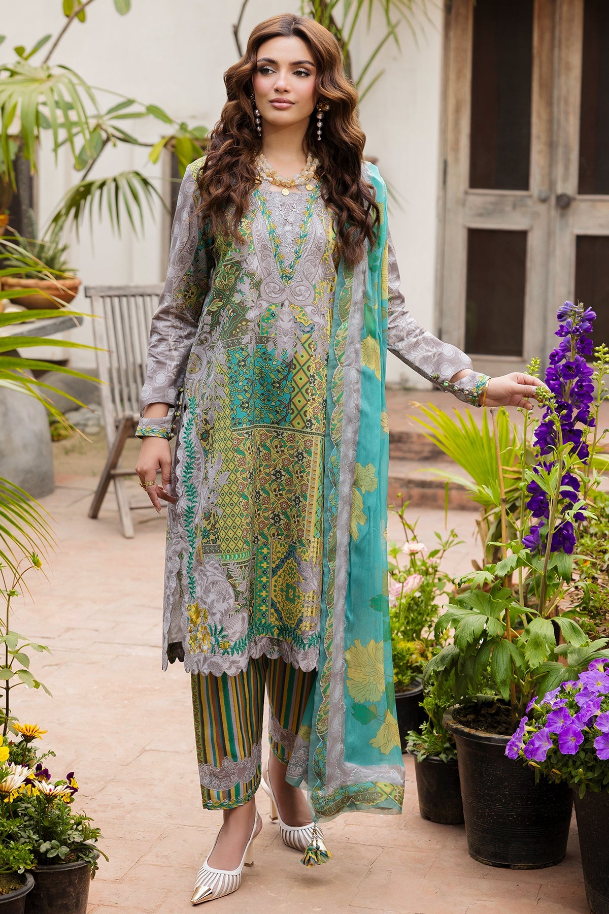 3-PC Unstitched Embroidered Lawn Andaaz By Charizma | CAD6-06