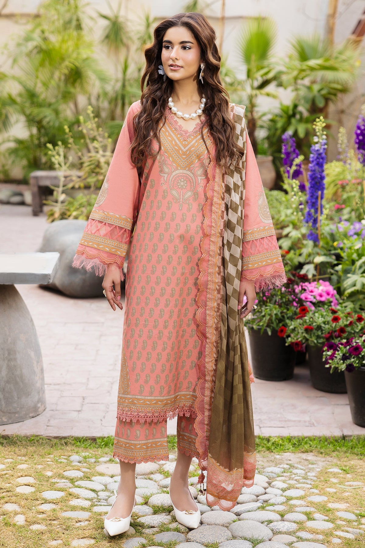 3-PC Unstitched Embroidered Lawn Andaaz By Charizma | CAD6-07