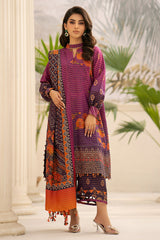 3-Pc Charizma Linen Slub With Printed Wool Shawl CPW3-24