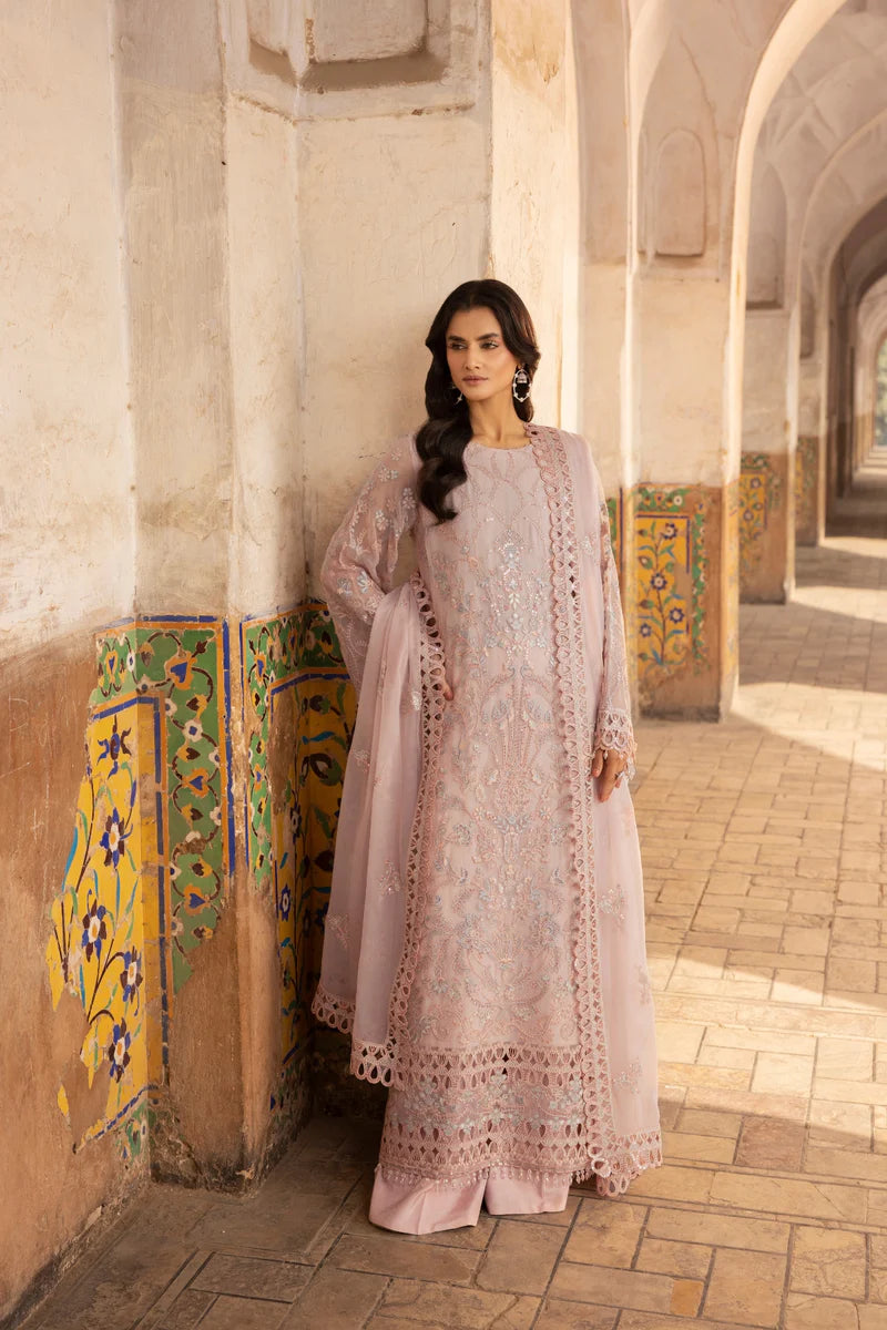 D-08 Chilaen Pink | 3PC Unstitched Suit Luxury Chiffon Dilkash By Lavish Premium