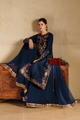 3Pc Lehenga Suit – Embroidered Ramen Silk Unstitched By Iznik