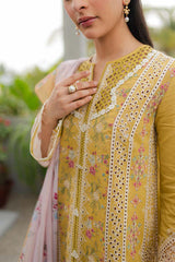 JK-15 MIEL | 3Pc Unstitched Qline Lawn Collection By Qalamkar