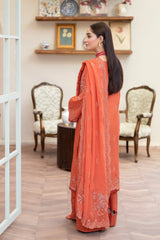 3-PC Unstitched Lawn Embroidered Shirt Crinkle Embroidered Dupatta Naqsh By Wania | WL-395