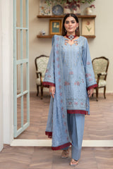 3-PC Unstitched Lawn Embroidered Shirt Crinkle Embroidered Dupatta Naqsh By Wania | WL-397