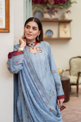 3-PC Unstitched Lawn Embroidered Shirt Crinkle Embroidered Dupatta Naqsh By Wania | WL-397