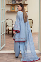 3-PC Unstitched Lawn Embroidered Shirt Crinkle Embroidered Dupatta Naqsh By Wania | WL-397
