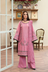 3-PC Unstitched Lawn Embroidered Shirt Crinkle Embroidered Dupatta Naqsh By Wania | WL-398