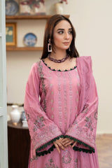 3-PC Unstitched Lawn Embroidered Shirt Crinkle Embroidered Dupatta Naqsh By Wania | WL-398
