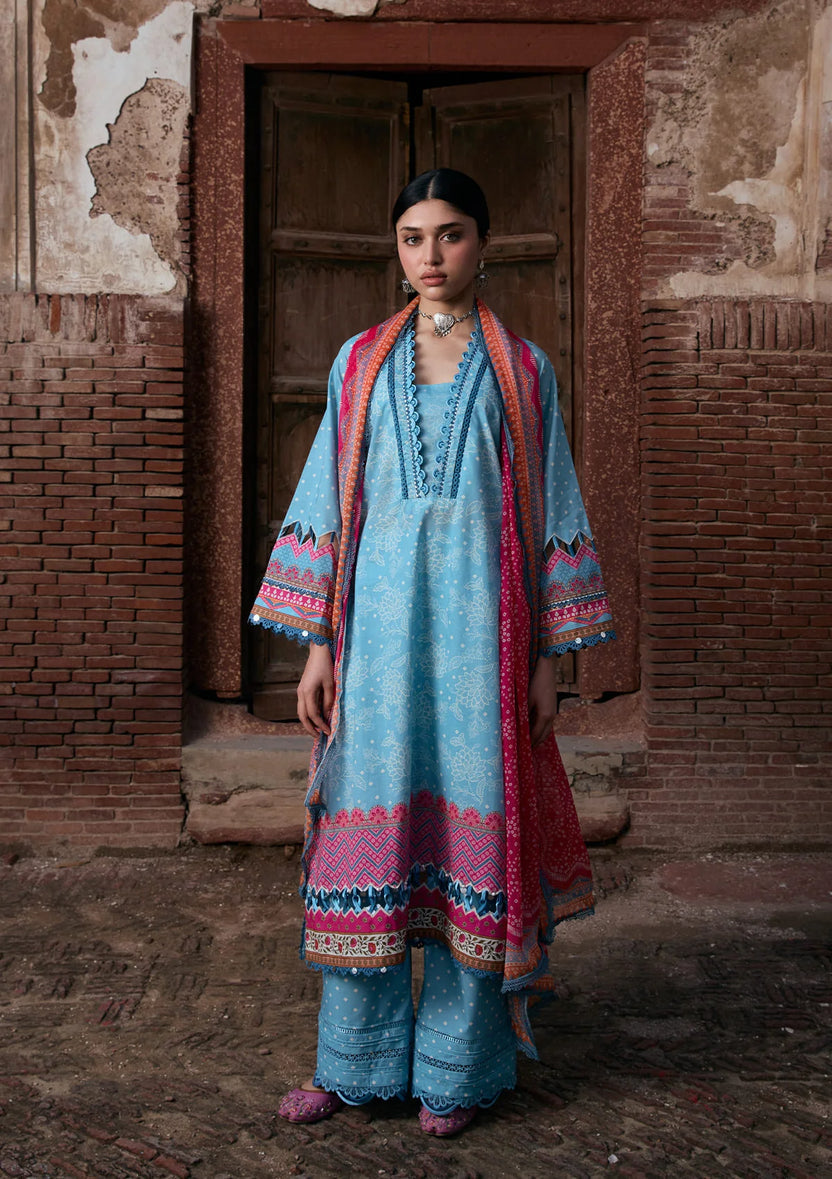 3-PC Unstitched Digital Printed Lawn Aangan By Kahf | SHABNAM