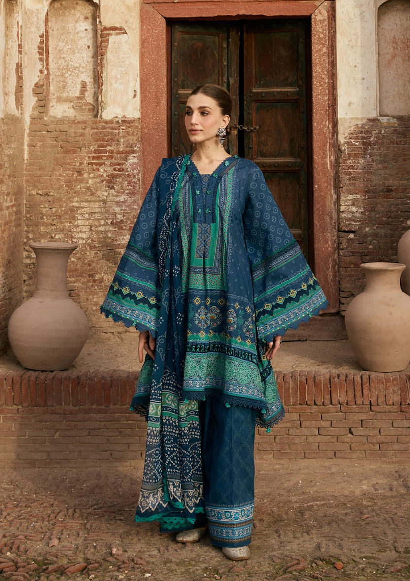 3-PC Unstitched Digital Printed Lawn Aangan By Kahf | SUMBUL