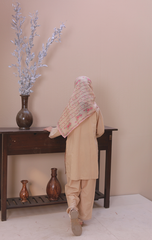 3-PC Stitched Embroidered Eid Signature By Suntex Fabrics | Beige