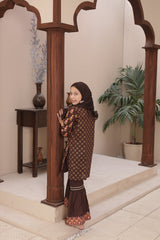 3-PC Stitched Embroidered Eid Signature By Suntex Fabrics | Brown