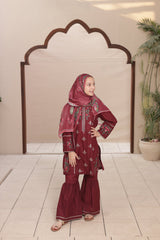 3-PC Stitched Embroidered Eid Signature By Suntex Fabrics | Burgundy