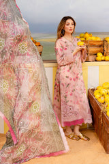 NSG-178 | 3Pc Unstitched Suit Embroidered Lawn Collection Gardenia By Nureh