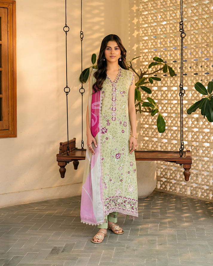 3-PC Unstitched Embroidered Lawn Aashiyana By Roheenaz | RNZ-03B