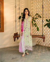 3-PC Unstitched Embroidered Lawn Aashiyana By Roheenaz | RNZ-03B