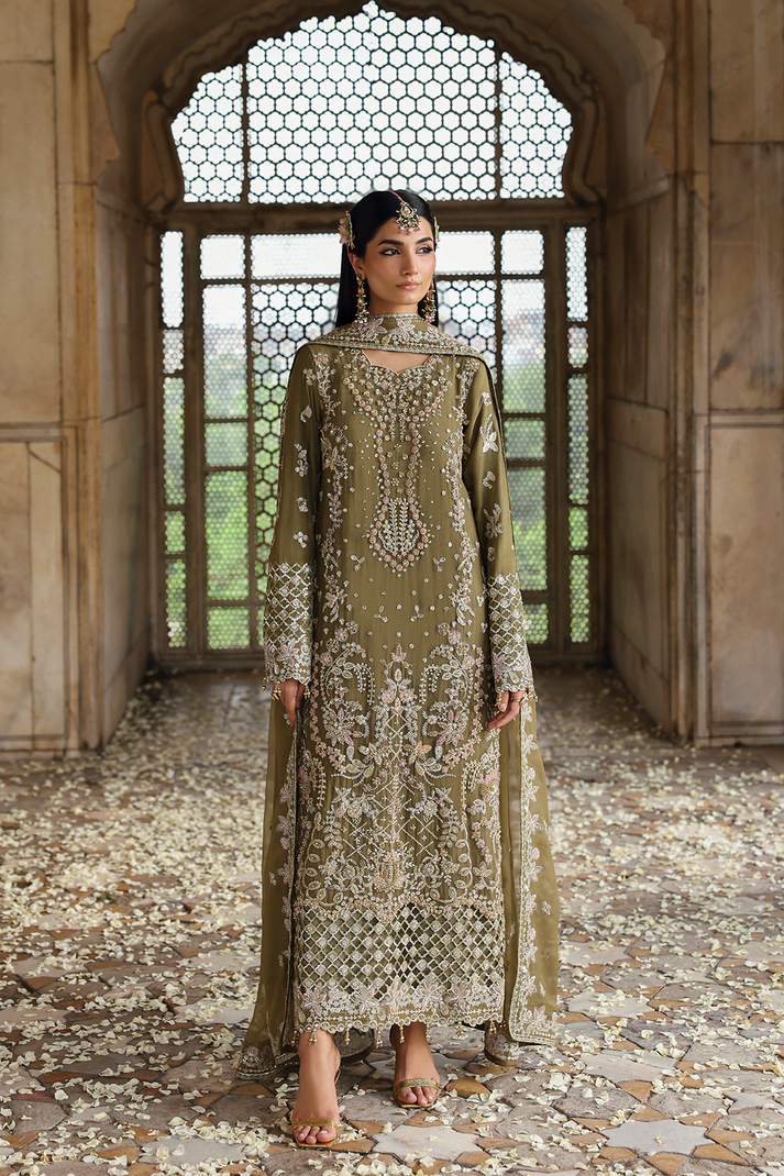 3-PC Unstitched Chffon Embroidered Romansiyyah By Emaan Adeel | OLIVEA
