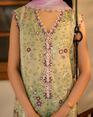3-PC Unstitched Embroidered Lawn Aashiyana By Roheenaz | RNZ-03B