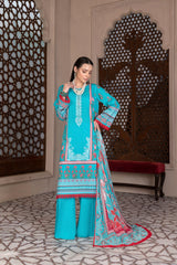 3-PC Unstitched Airjet Printed Lawn Bamber Crinkle Dupatta Rang e Bahar By Wania | WL-460