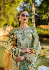 ELK-06A PISTACHIO DREAMS | 3Pc Unstitched Suit Lawn Collection Prints Chikankari By Elaf Premium